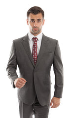Men's Charcoal Wool Twill Modern Fit Suit - Charcoal Wedding Suits – Flex  Suits