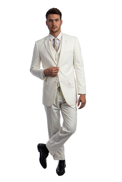 Off White Modern Fit 3-Piece Suit