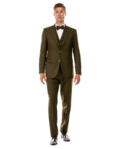 Olive Tweed 3 Piece Suit