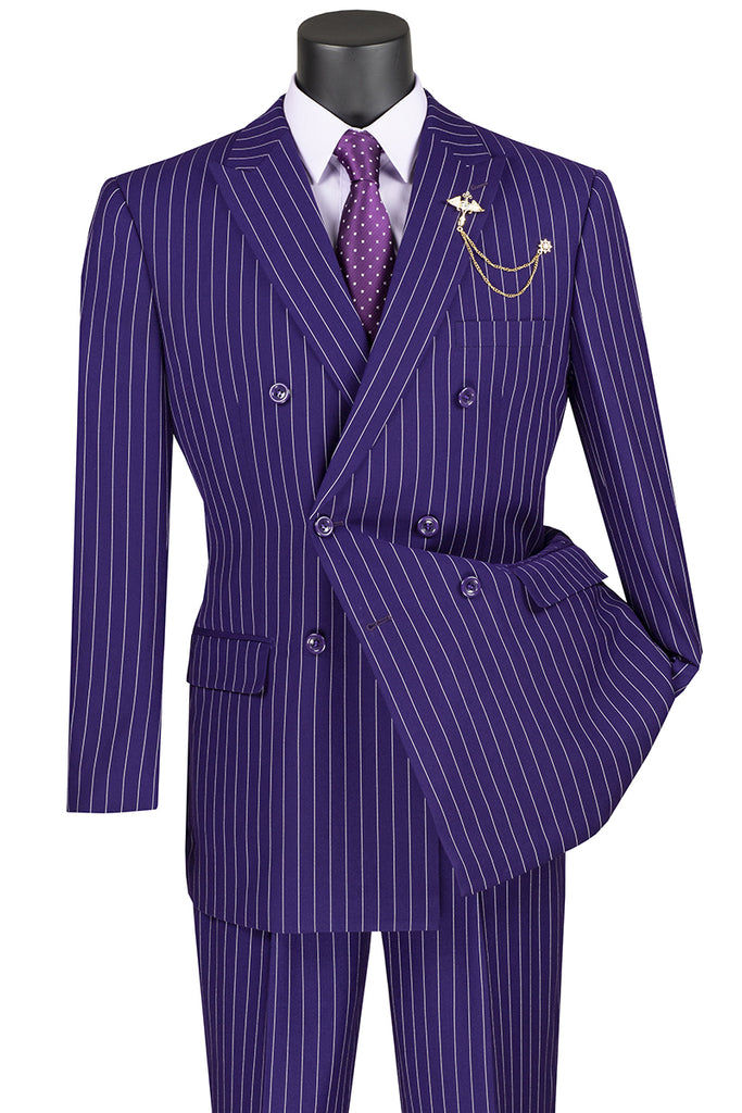 Men's Purple Double Breasted Pinstripe Suit – Flex Suits