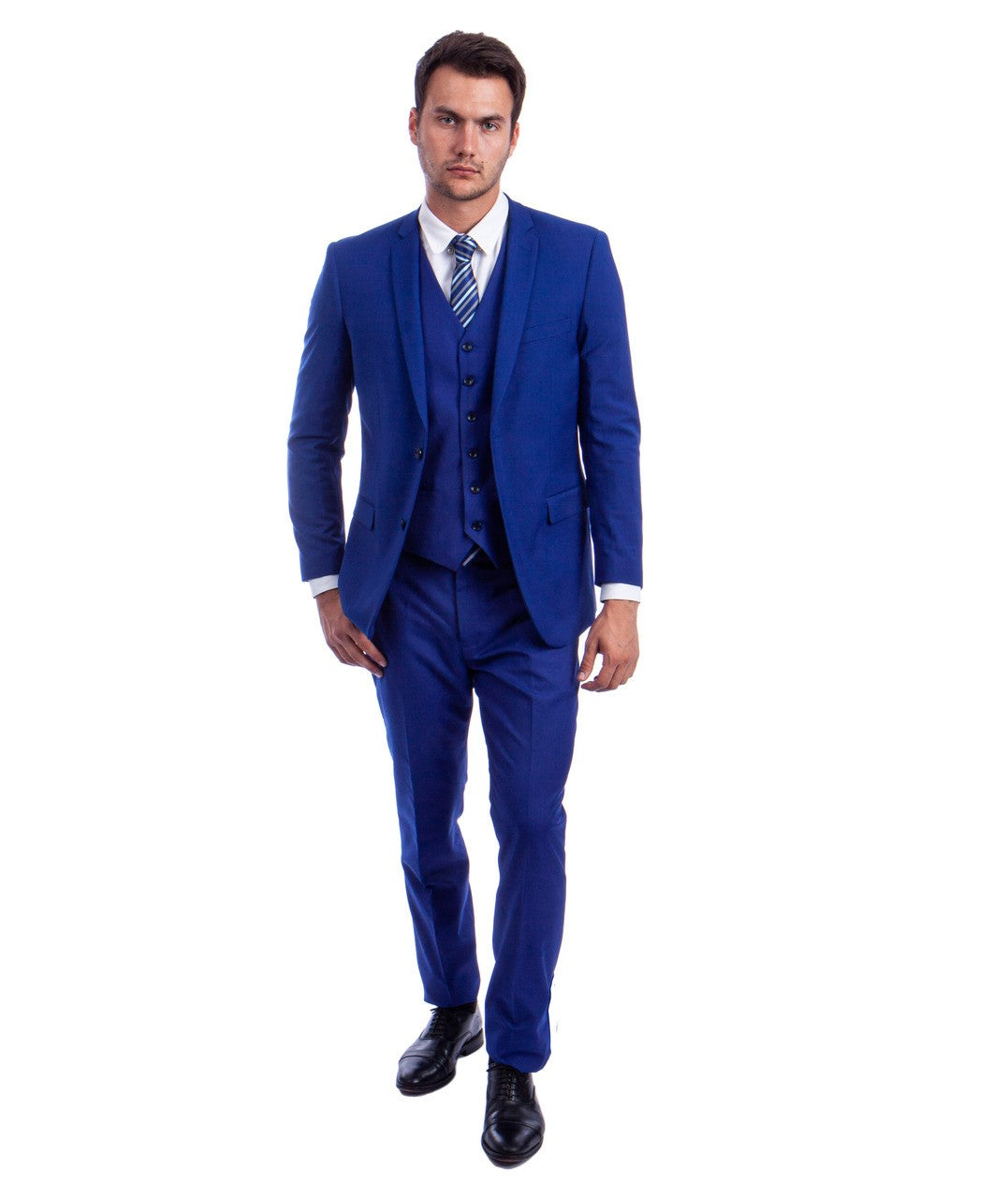 Mens Royal Blue Modern Fit Vested Suit-3 Piece Suits – Flex Suits