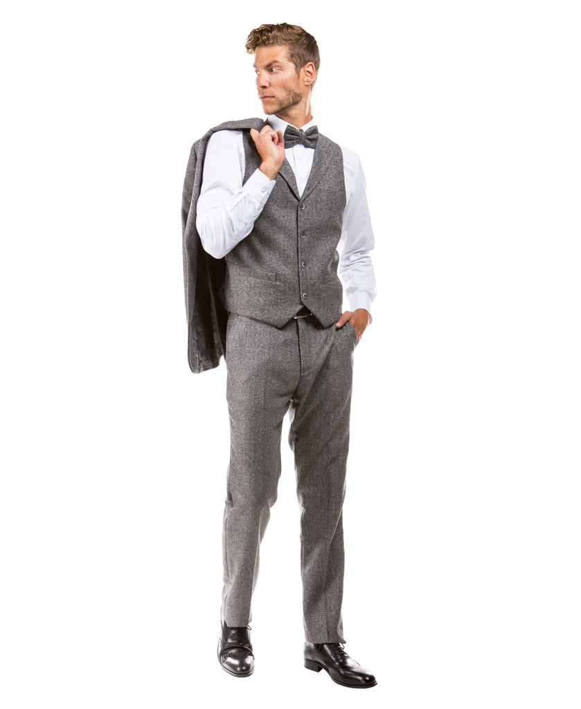 SUZHIMO Mens Tweed Herringbone Suit 3 Piece Tweed Suit for Men Slim Fit  Wedding Suit Prom Tuxedo Black at Amazon Men's Clothing store