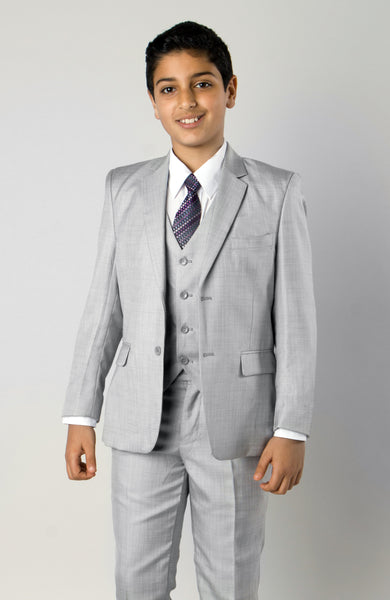 5 Piece Light Grey Boys 2 Button Suit
