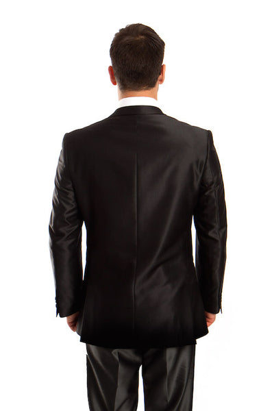 Black Shiny Vested Suit