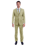 Beige Two Button Textured Modern Fit Suit