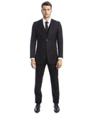 Black Pinstripe Slim Fit Vested Suit