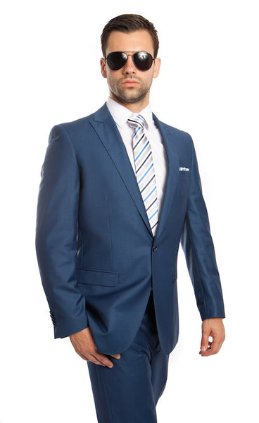 Blue One Button Slim Fit Suit