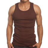 Men's 6 Pack A Shirts Cotton Tank Top Brown Undershirt