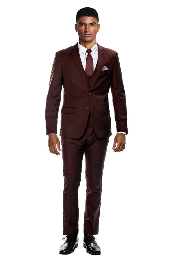 Modern Fit Burgundy Suit Mens | Wedding Business Prom In Europe