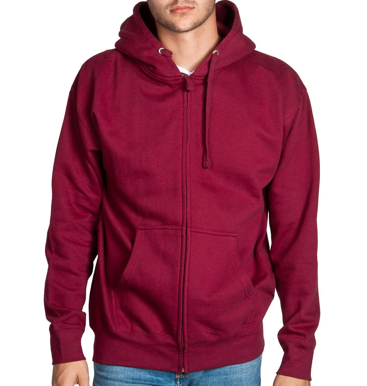 Burgundy Zip Up Hoodie Sweatshirt