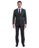 Dark Grey two Button Textured Modern Fit Suit