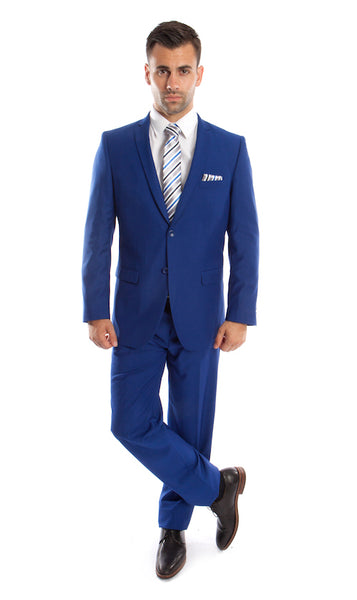Two Button Royal Blue Slim Fit Suit