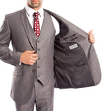 Grey 3 Piece Slim Fit Vested Suit