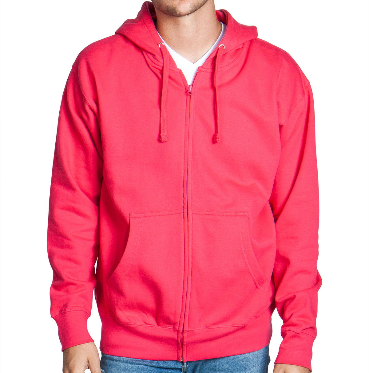 Hot Pink Zip Up Hoodie Sweatshirt