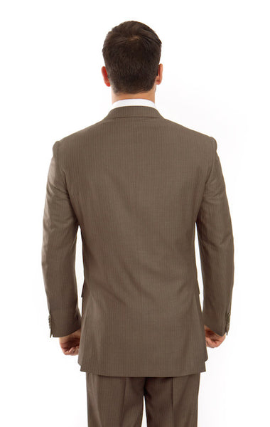 Olive Green 100% Wool Stripe Suit