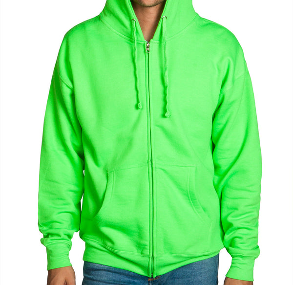 Neon Lime Green Zip Up Hoodie Sweatshirt
