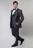 Grey 3 Piece Vested Shawl Lapel Tuxedo