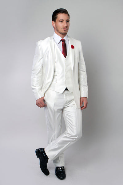 Ivory Shiny Vested Suit