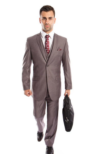 MidGrey 3 Piece Slim Fit Vested Suit