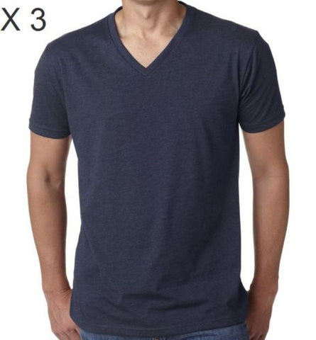 Men's Cotton Navy V-Neck T-Shirt