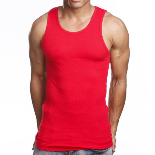 Men's 6 Pack A Shirts Cotton Tank Top Red Undershirt