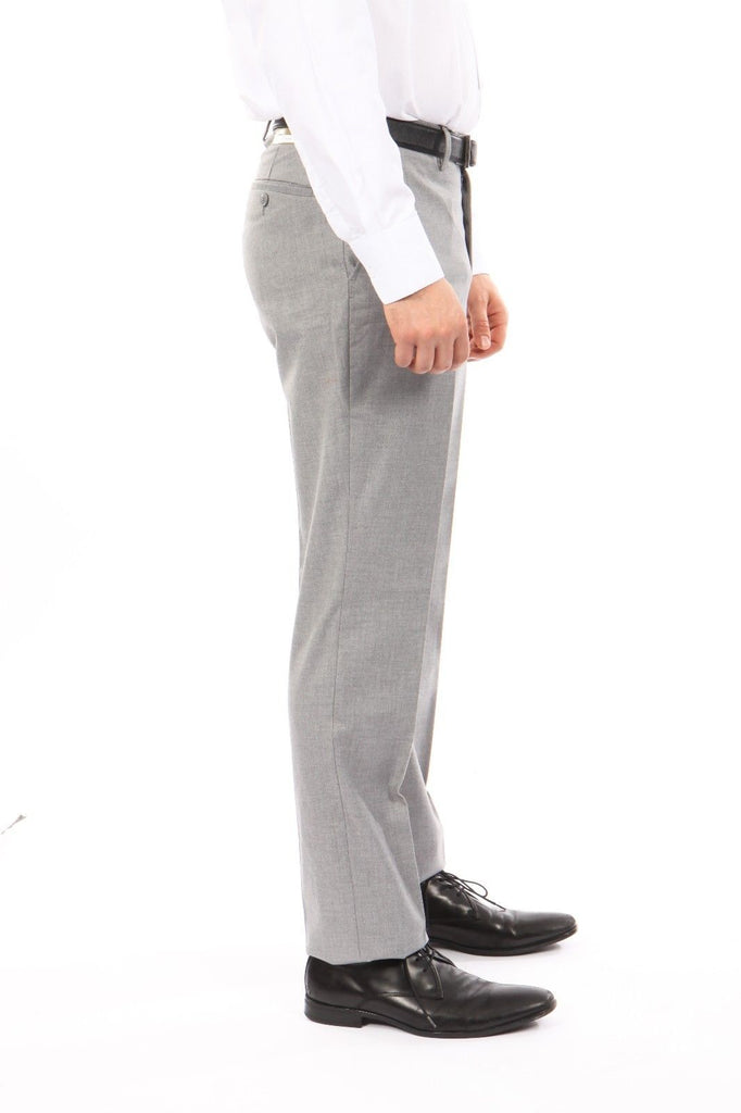 Light Grey Slim Fit Flat Front Dress Pants – Flex Suits