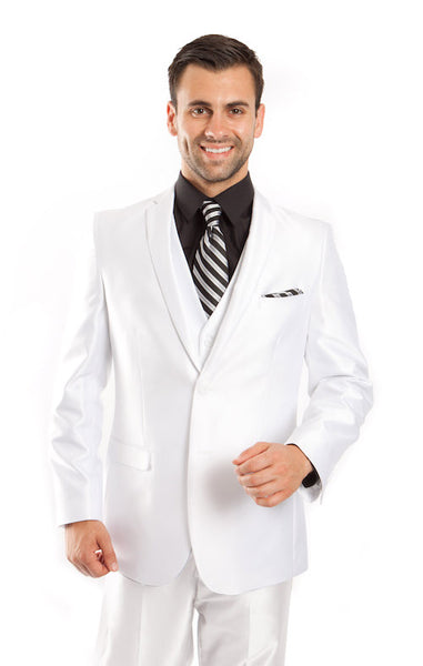 White Shiny Vested Suit