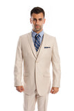 Tan 3 Piece Slim Fit Vested Suit