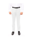 White Slim Fit Flat Front Dress Pants